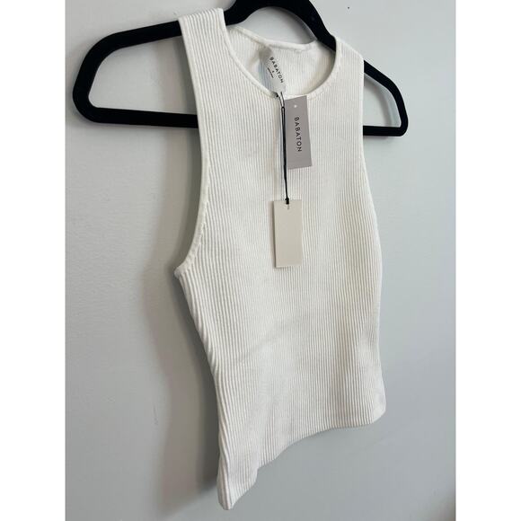 Babaton Sculpt Knit Tank Top Women‎ S White Ribbed Sleeveless Minimalist NWT - Picture 13 of 14